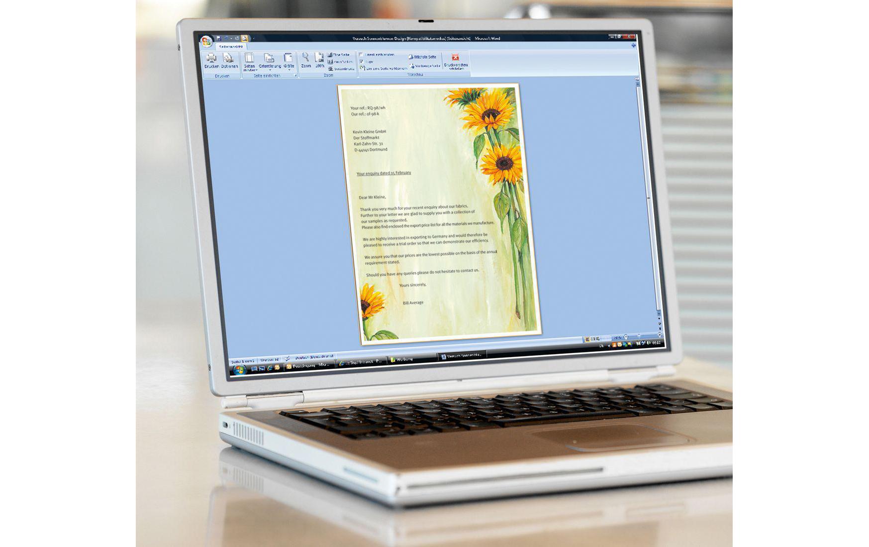 Motivpapier Sunflower A4, 25 BlattHochwertiges Briefpapier