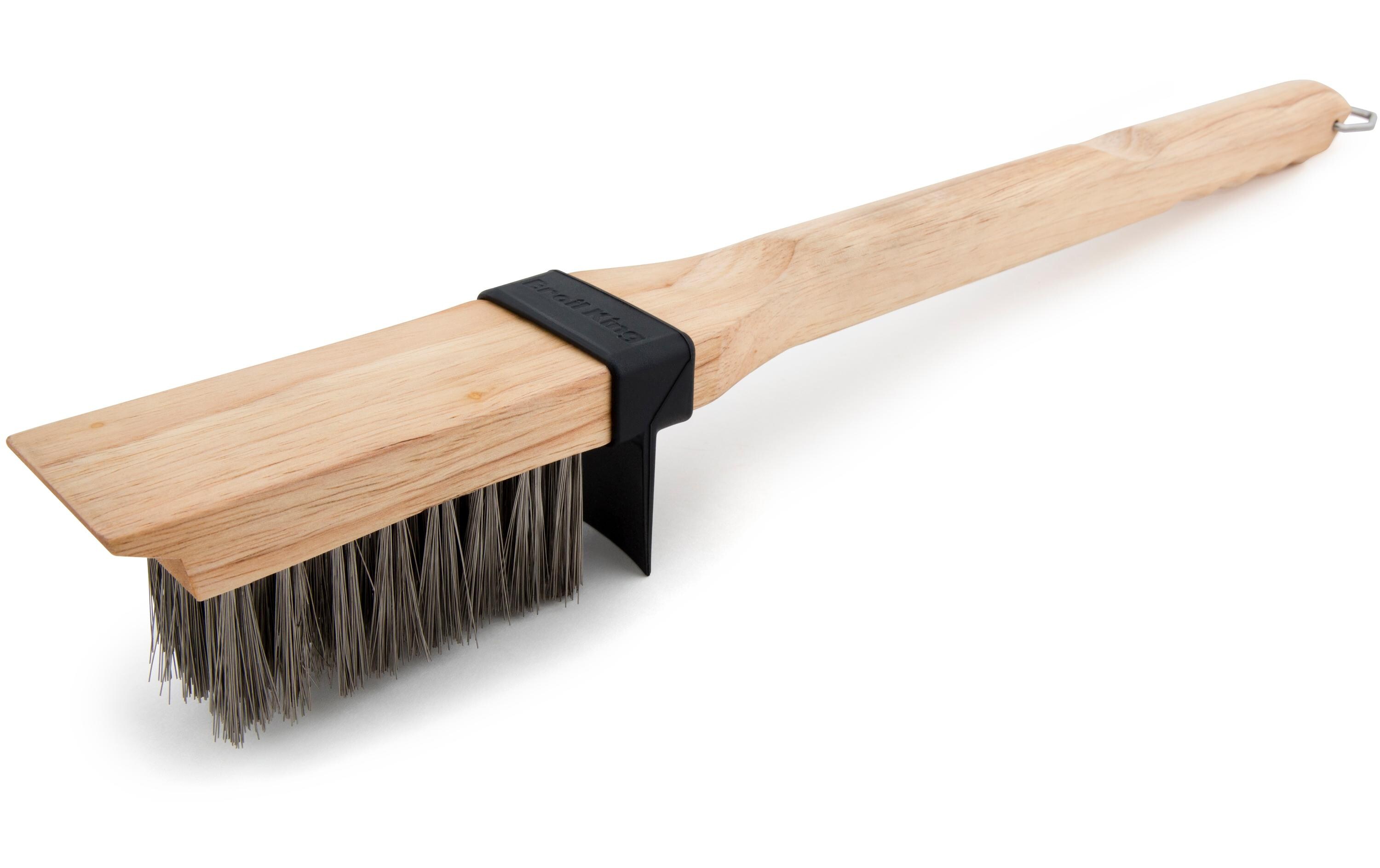 Grillbürste aus Holz, 51 cmHolz-Grillbürste mit Edelstahlborsten und Spritzschutz