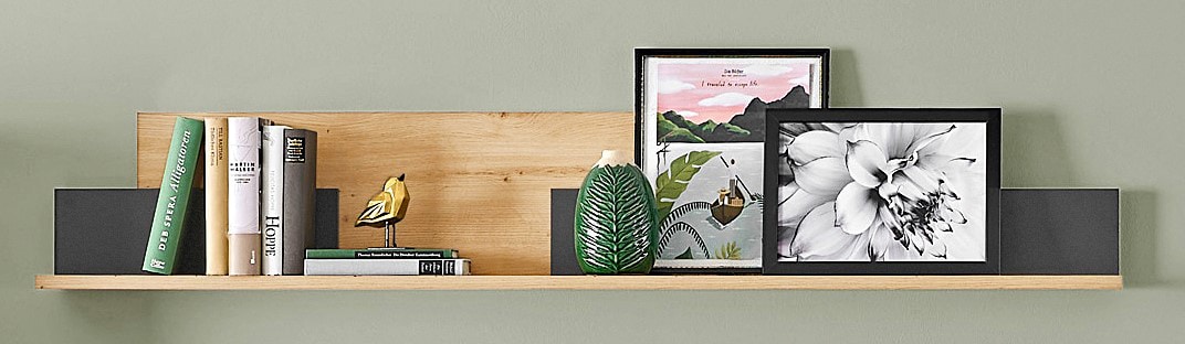 Wandboard Como 150x25x17 cm Anthrazit matt lack / Asteiche-Dekor