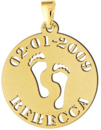 Gouden babyhanger met voetjes naam en datum Names4ever
