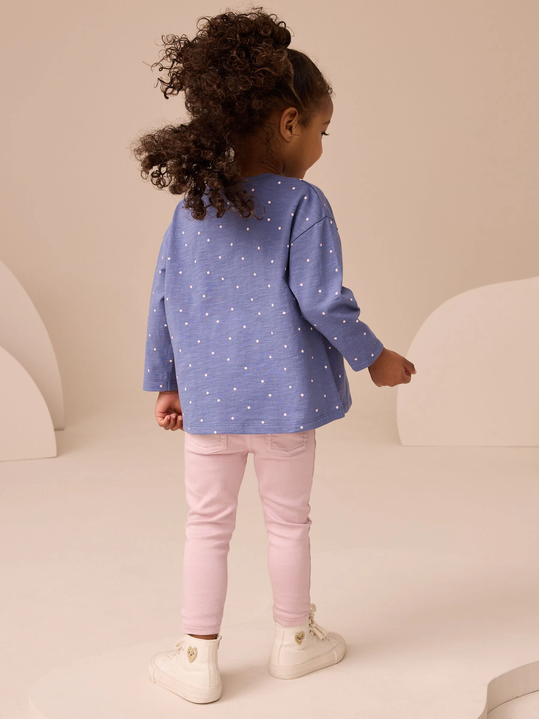 Marineblauw gestippeld met lieveheersbeestje - T-shirt met lange mouwen en tas (3 mnd-7 jr)