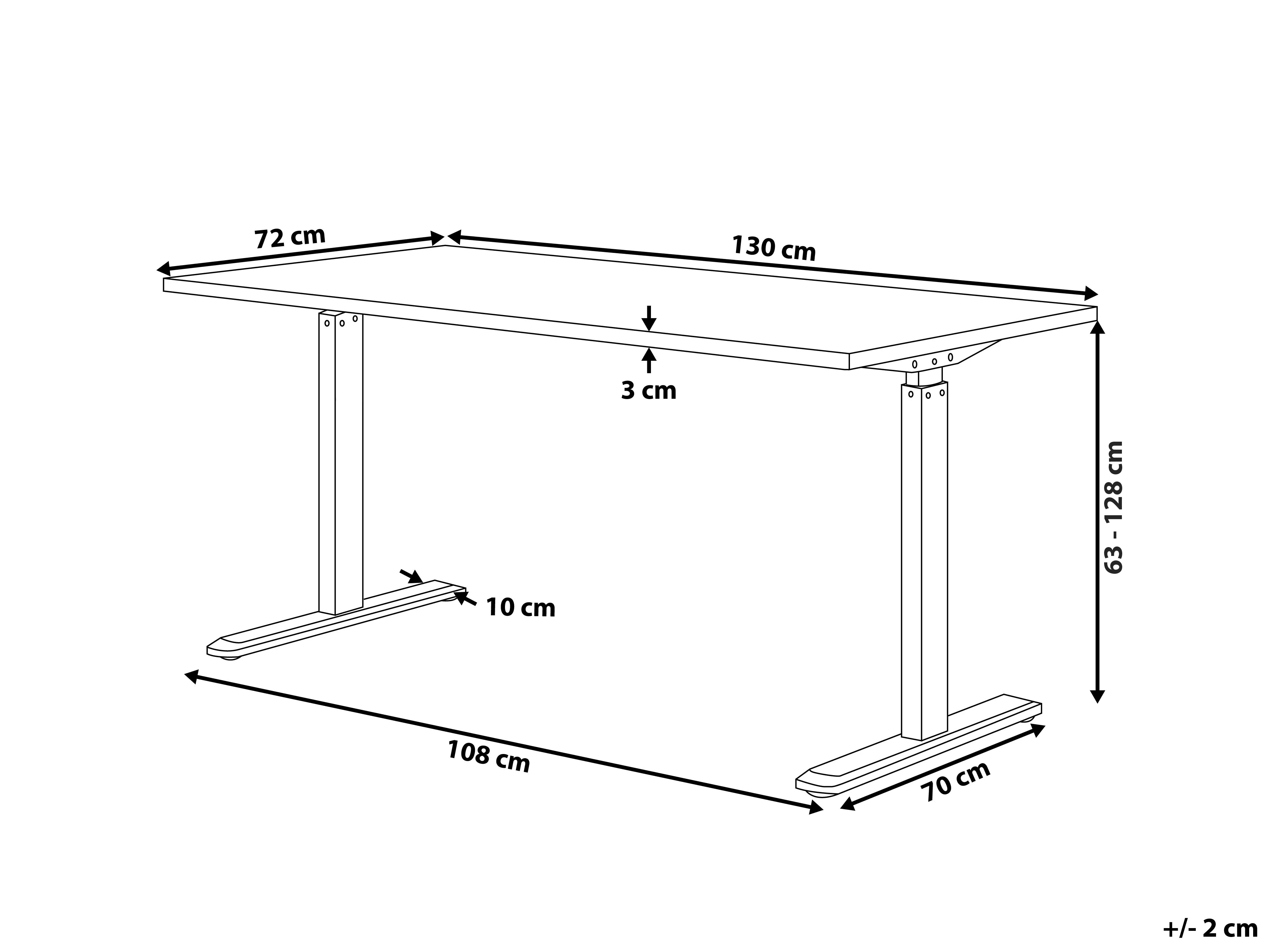 Elektrisch verstelbaar sta-bureau DESTIN II Grijs/zwart 130 cm 72 cm