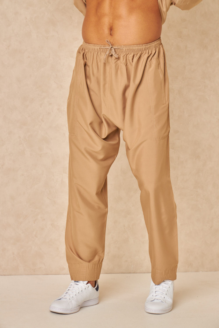 Ensemble 2 pièces qamis + pantalon beige foncé