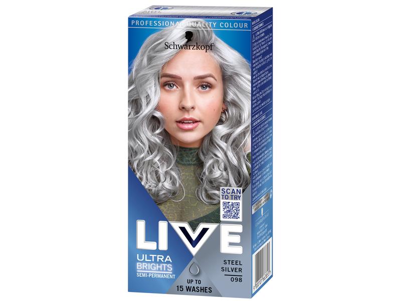 Schwarzkopf LIVE Haarcoloration Ultra Brights 098 Steel Sil Intensive oder pastelle Haarfarbe je nach Wahl