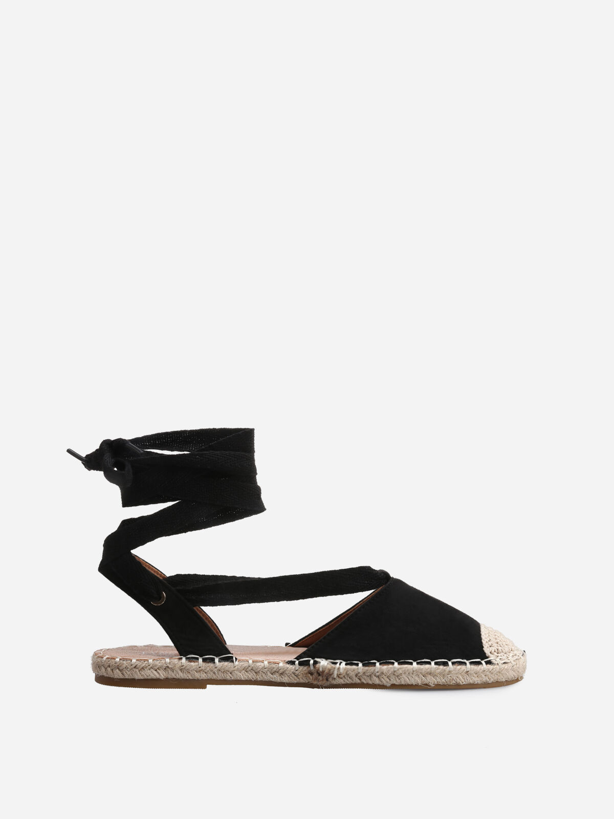 Espadrilles simili daim à lacets- Noir