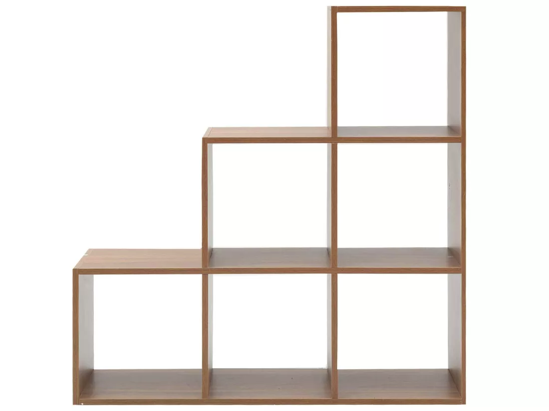 Etagère A Livres Bibliothèque Mdf 6 Niveaux Marron 97,5x97,5x29