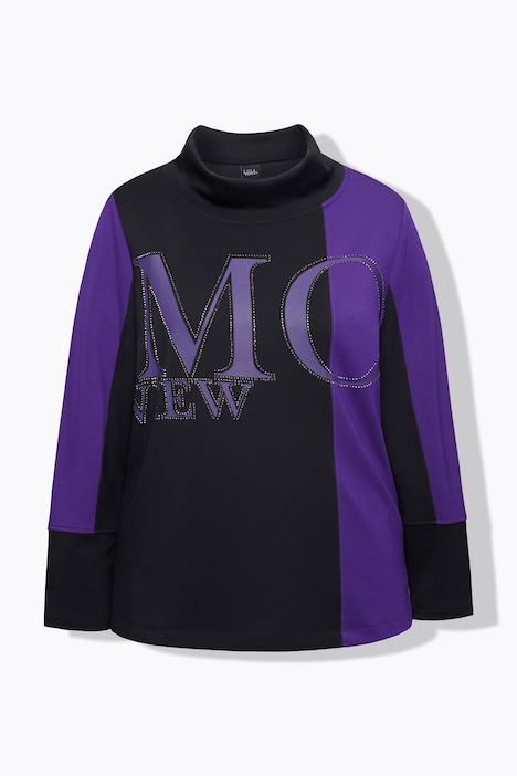 Sweatshirt, Zierstein-Schriftzug, Stehkragen, Langarm