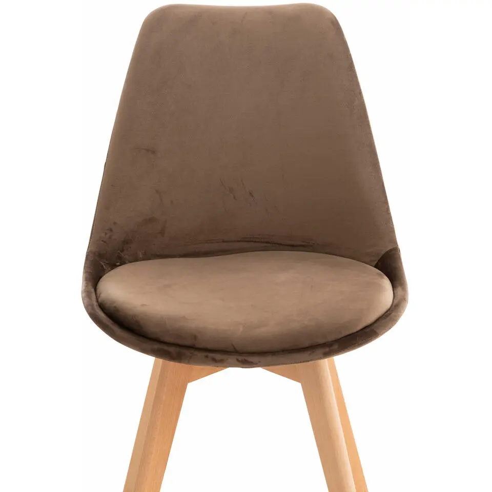 CLP Eetkamerstoel Linares natura Frame - Fluweel - donkerbruin