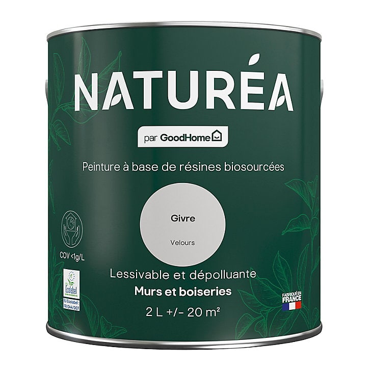 Peinture murs et boiseries Naturéa par GoodHome givre velours 2L