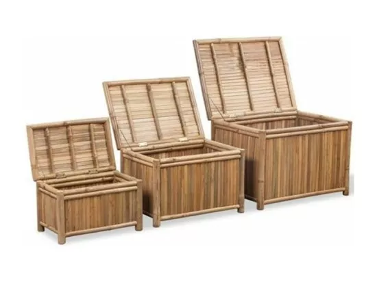 Coffre de rangement bambou clair Kyca - 3 pièces