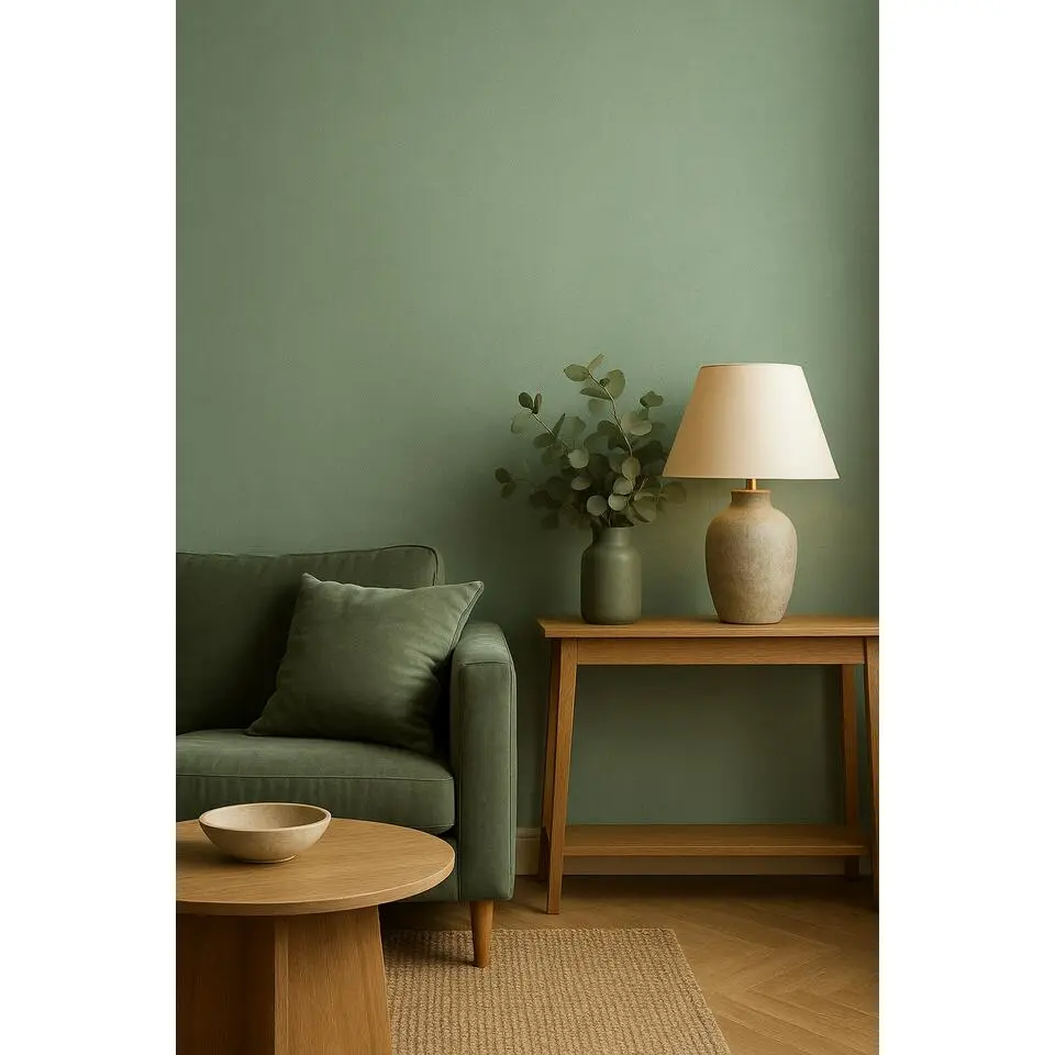 Dutch Wallcoverings Vliesbehang Linen & Textures uni - groen - 10,05m x 53cm