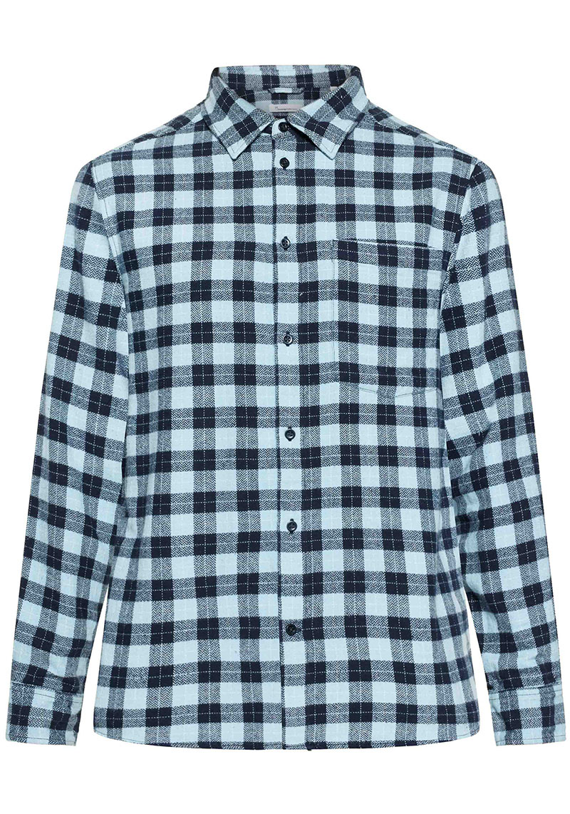 Knowledge Cotton Apparel Hemd Loose Checkered Shirt Blue Check