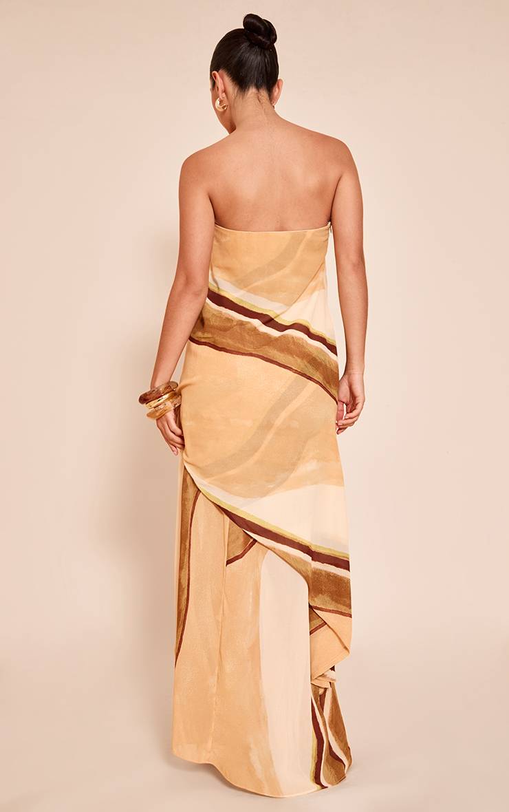 Vert Robe Longue À Superposition Bandeau En Mousseline À Motif Abstrait