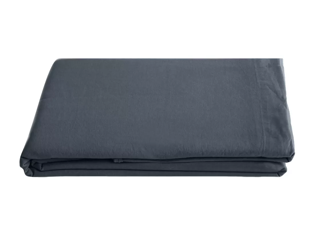 Drap plat 270x290 cm pur coton collection PALACE noir granit