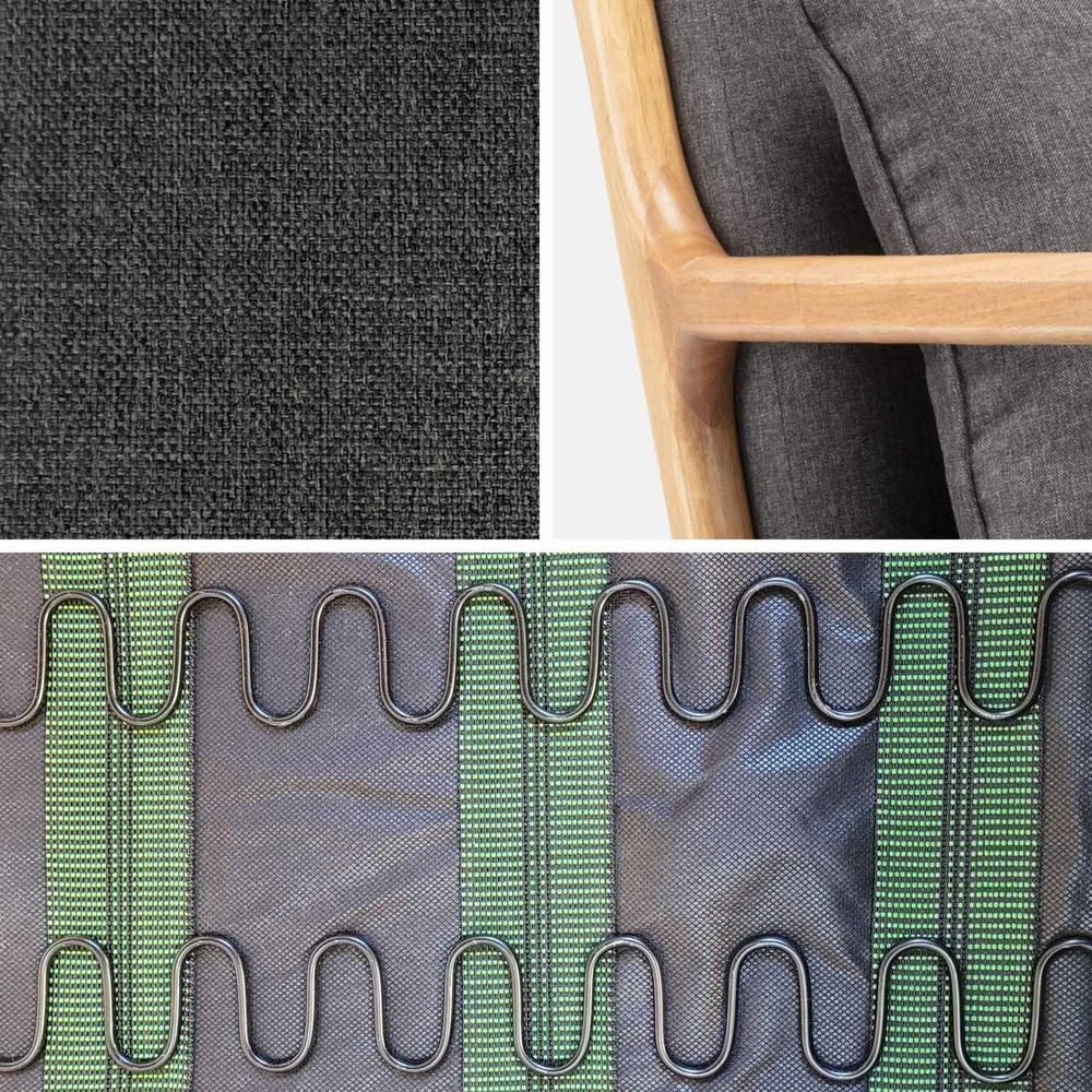 Fauteuil à bascule design en bois et tissu. 1 place. Rocking chair scandinave. Gris foncé