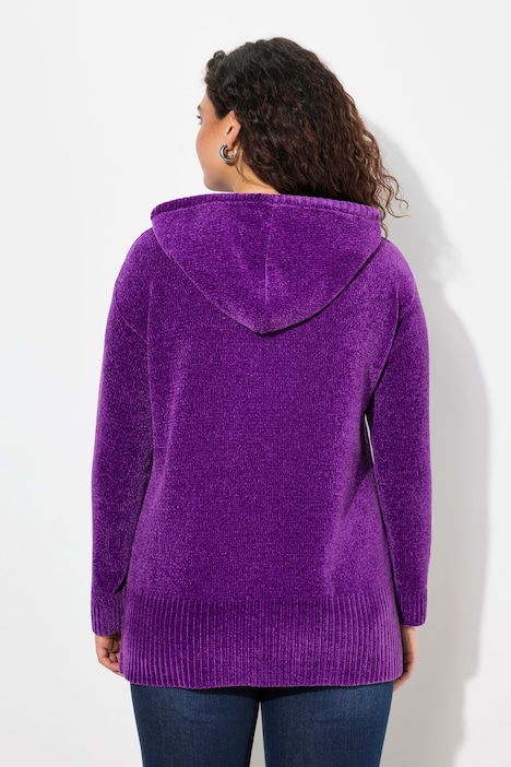 Chenille-Hoodie, Kapuze, Kordel, Langarm