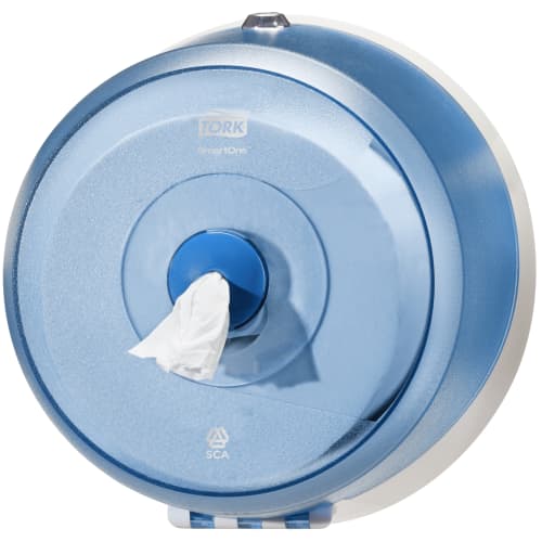 Distributeur de papier toilette rouleaux mini géant Smartone à dévidage central bleu Tork