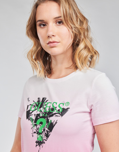 Guess - SS CN PALMS TEE - Rose / Multicolore