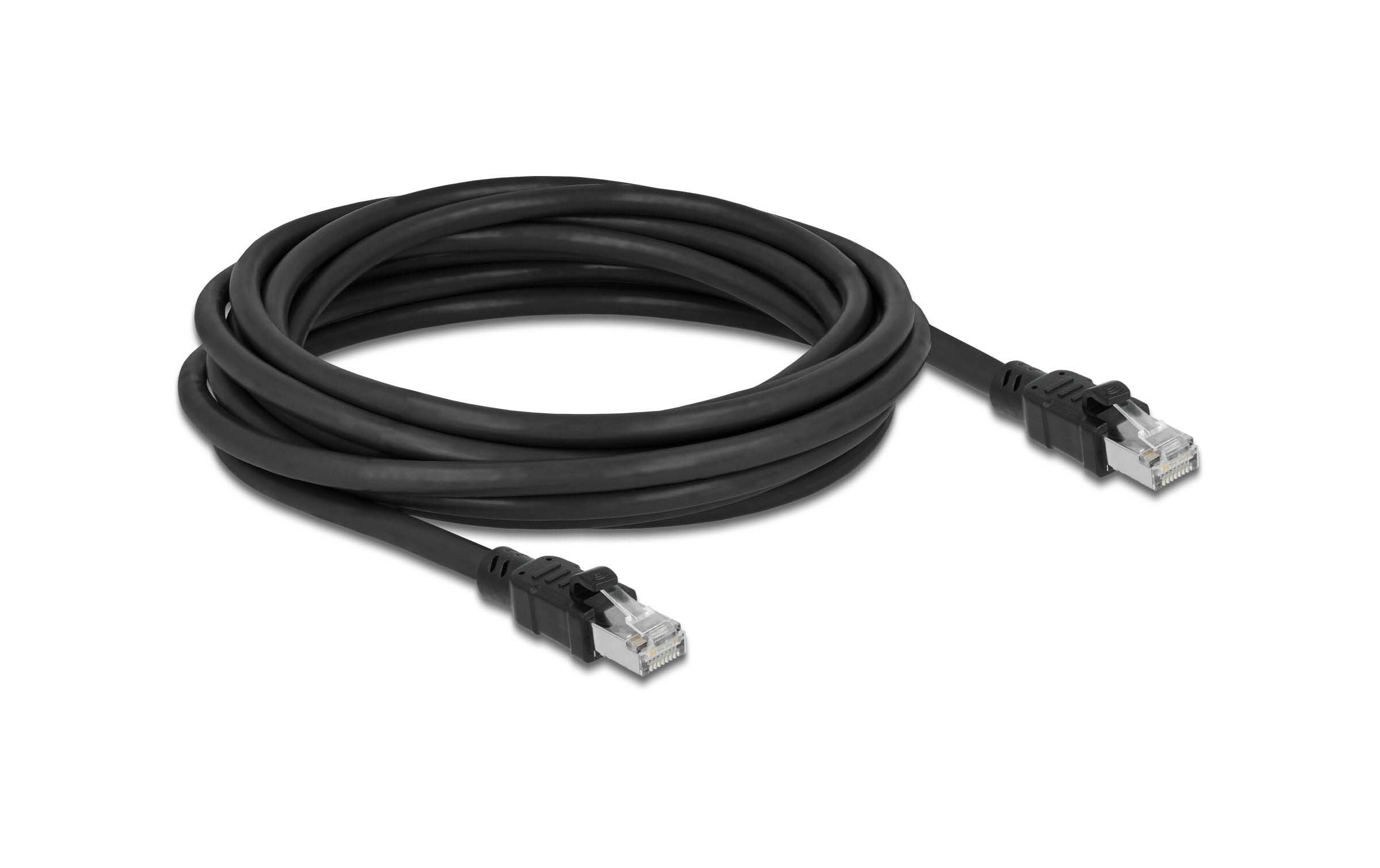 Patchkabel Cat 6A, F/UTP, 5 m, SchwarzDelock Netzwerkkabel RJ45 Cat.6A F/UTP mit innerem Metallmantel 5 m