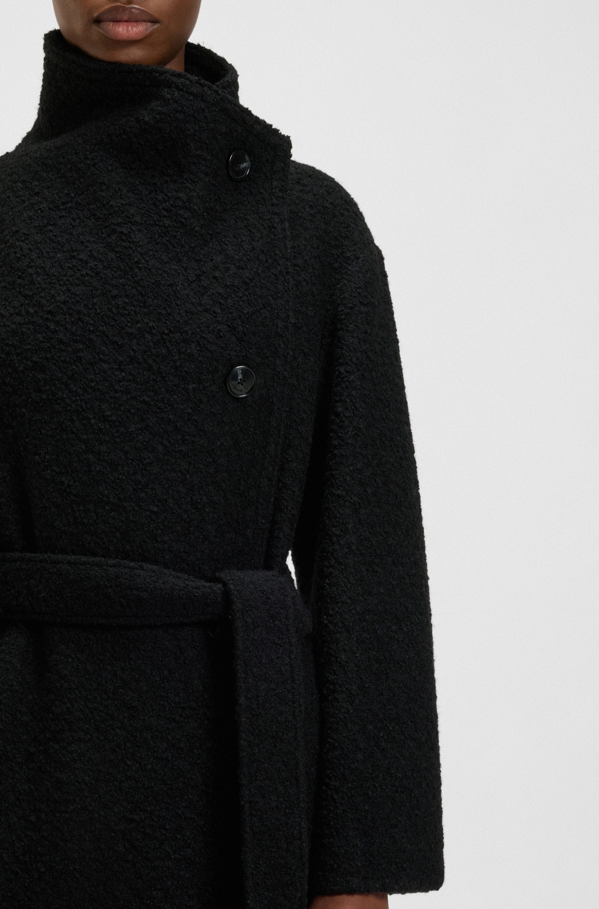 BOSS ORANGE Langmantel »Cayla Premium Damenmode«, mit Gürtel und Stehkragen