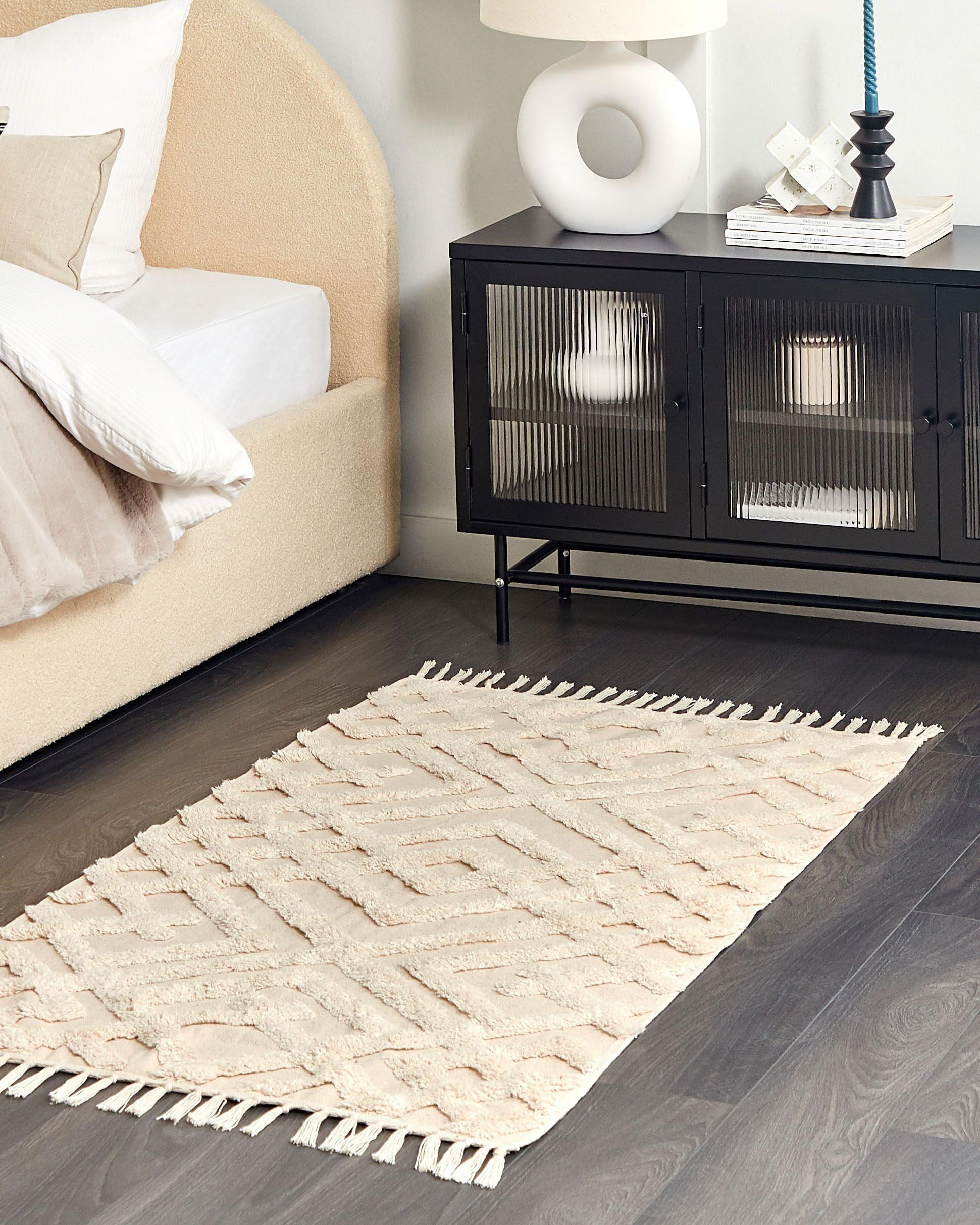 Vloerkleed ARDAHAN Beige 80 x 150 cm Katoen