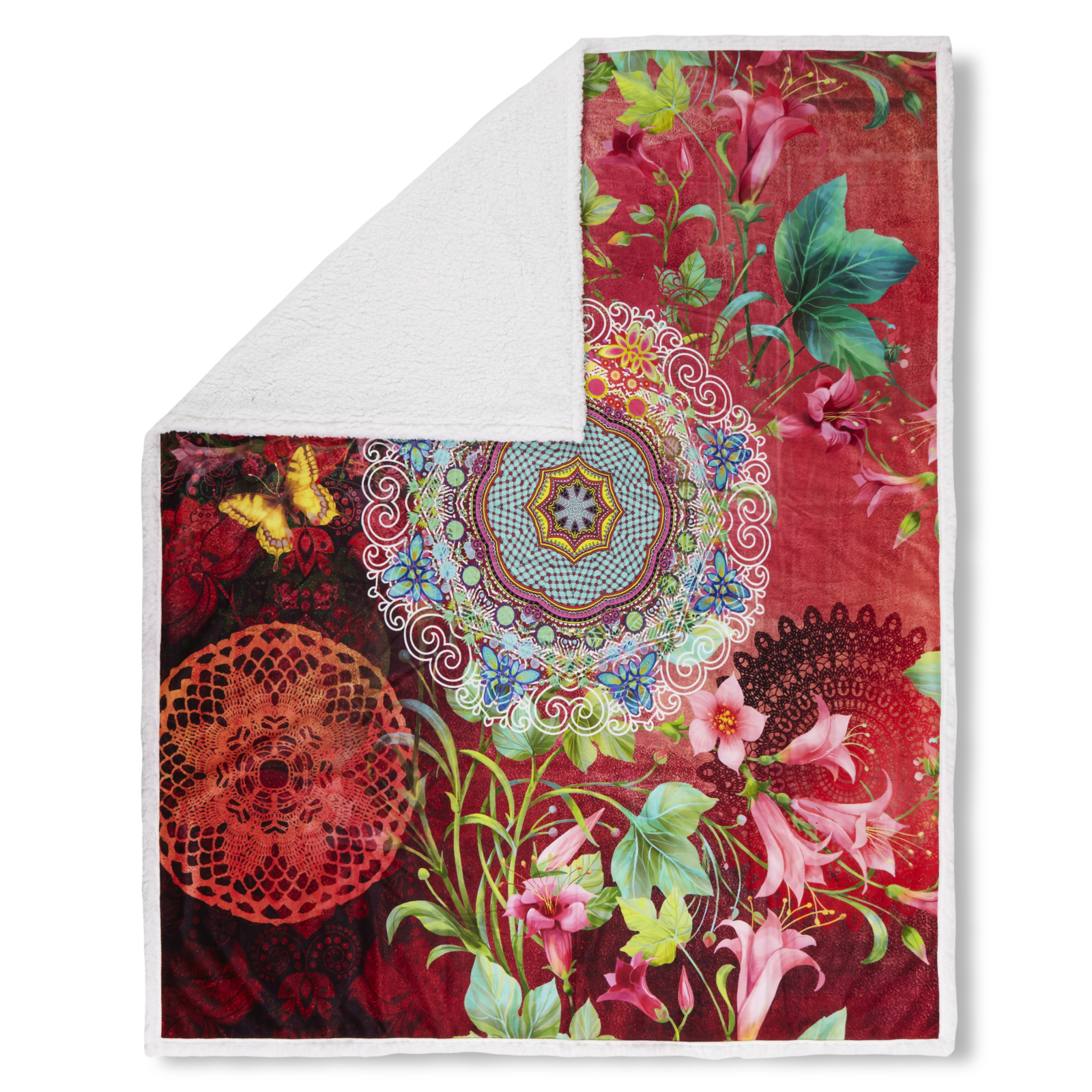 Wohndecke - weiß-bunt - floral - 130x160 cm