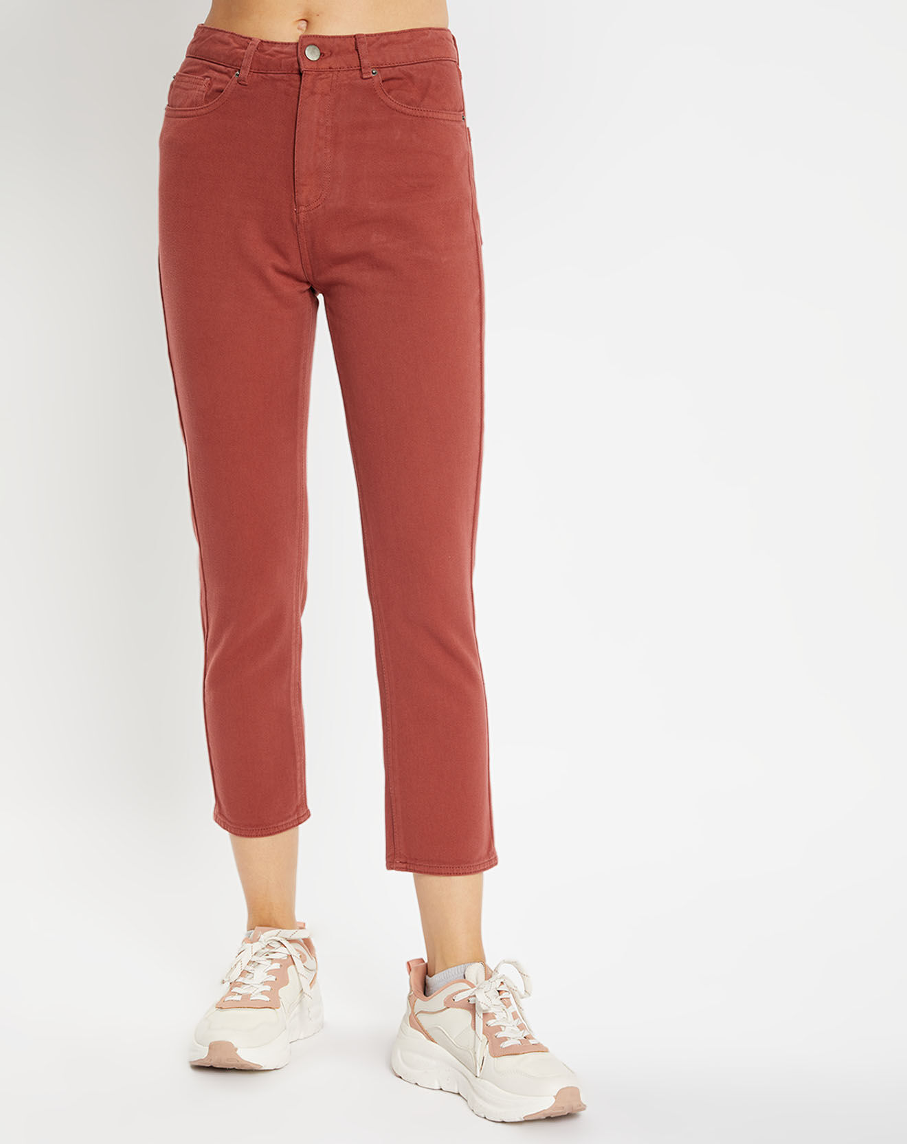 Galeries Lafayette Jean délavé en Toile de coton 7/8 marron