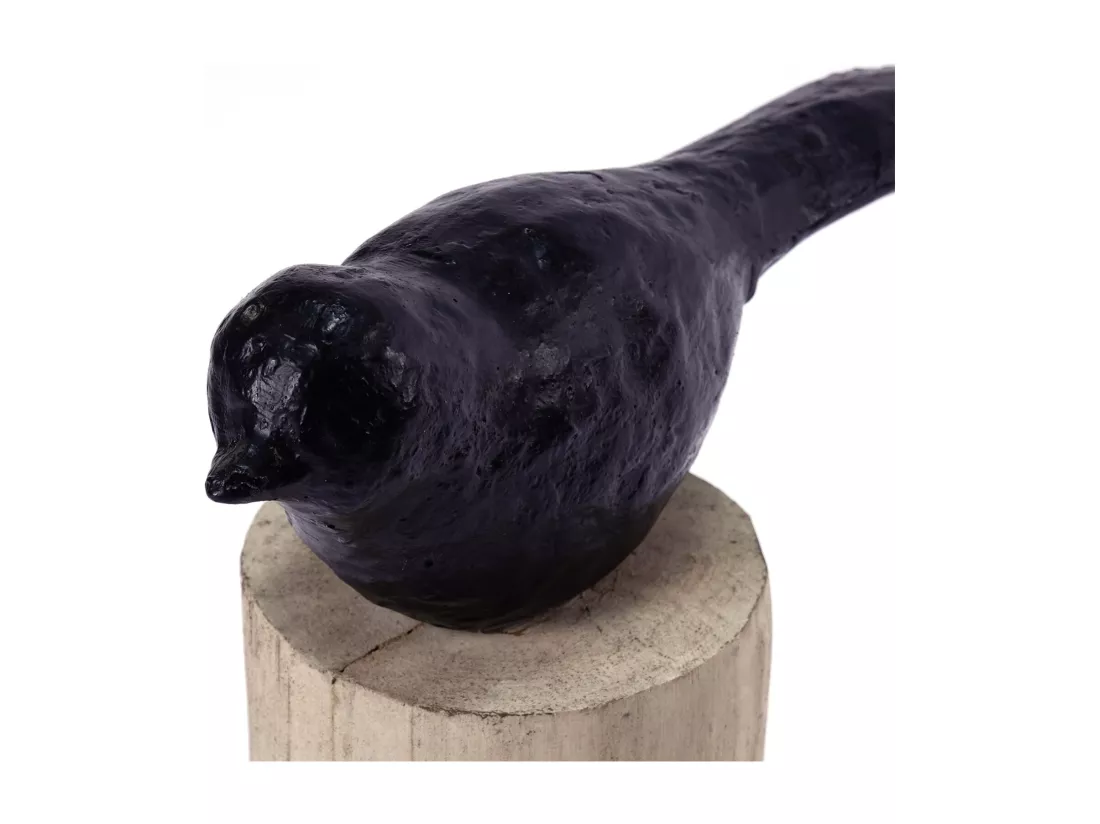 ENSEMBLE DE SCULPTURES D'OISEAUX Birdy 3 pièces. différentes tailles sur socle en bois massif couleurs naturelles
