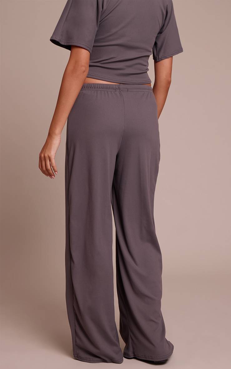 Charcoal Grey Pantalon Décontracté Taille Nouée Toucher Doux