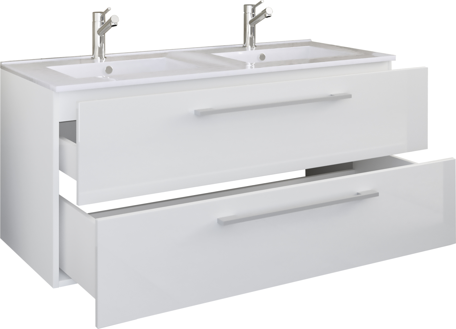 2-teiliger Waschplatz BUDASI - weiß - Doppelwaschbecken - 112 cm
