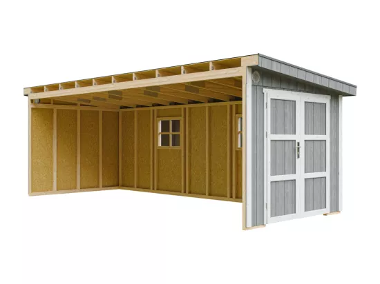 Abri de Jardin Qualité Premium 14,3 m² - H231x248x648 cm - Sans plancher e paroi latérale - Timbela M941B-CAVERN STEEL