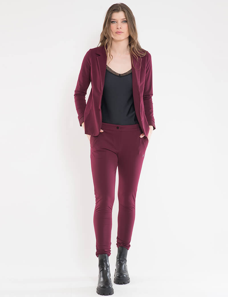 HBT BASICS - CHRISTINA PANTALON CITY SLIM BORDEAUX