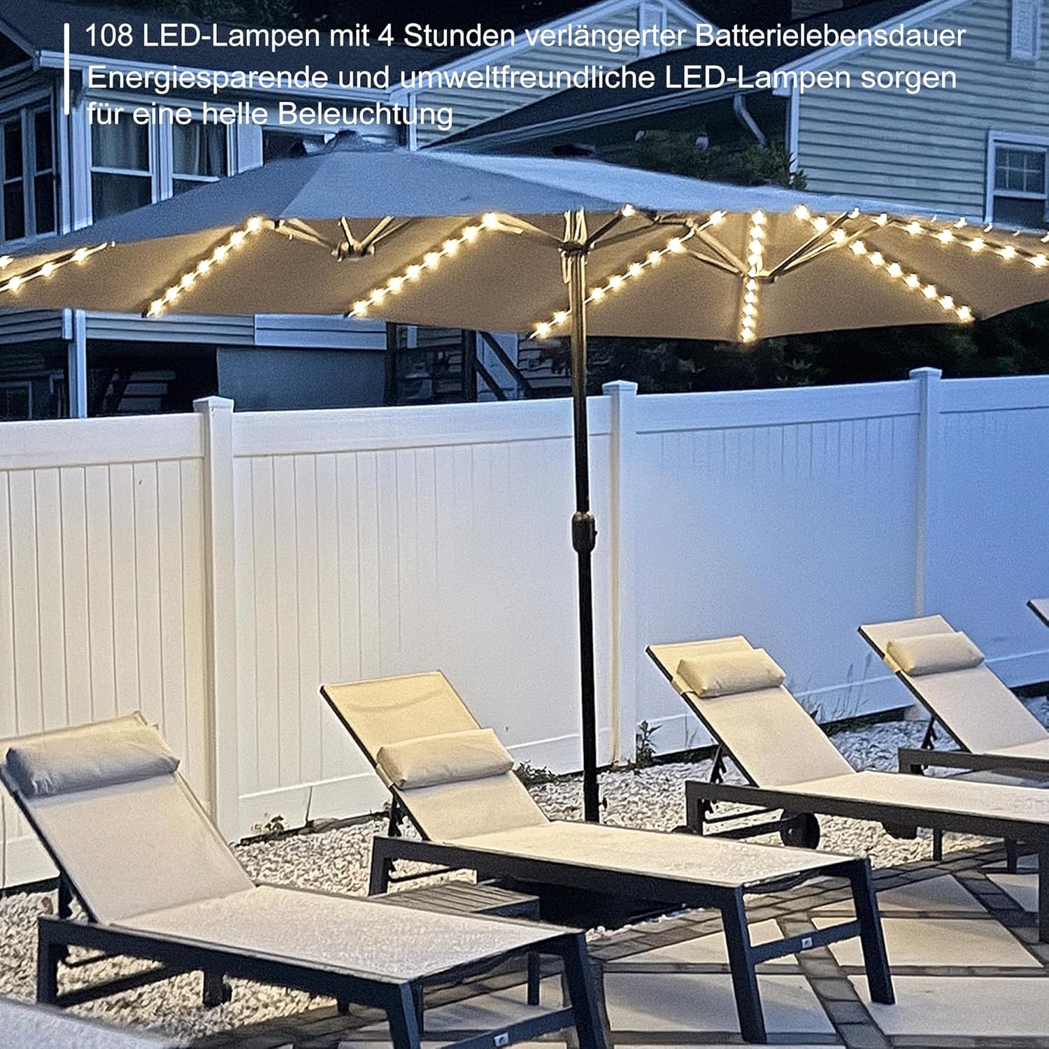 PURPLE LEAF Sonnenschirm Rechteckig 425 x 245 cm mit LED Doppelsonnenschirm Groß XXL mit Kurbel Marktschirm mit Ständer Gartenschirm UV-Schutz für Terrasse Garten, Beige