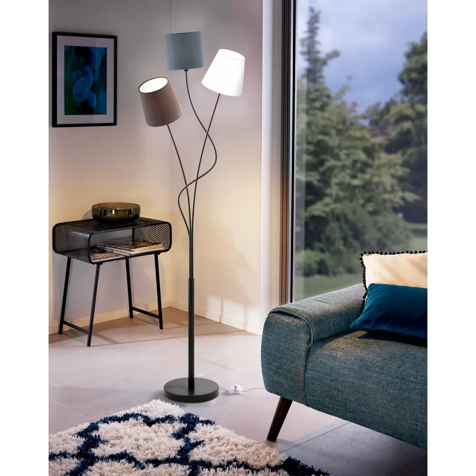 EGLO Maronda Vloerlamp - E14 - 152 cm - Zwart/Antraciet, Wit, Bruin
