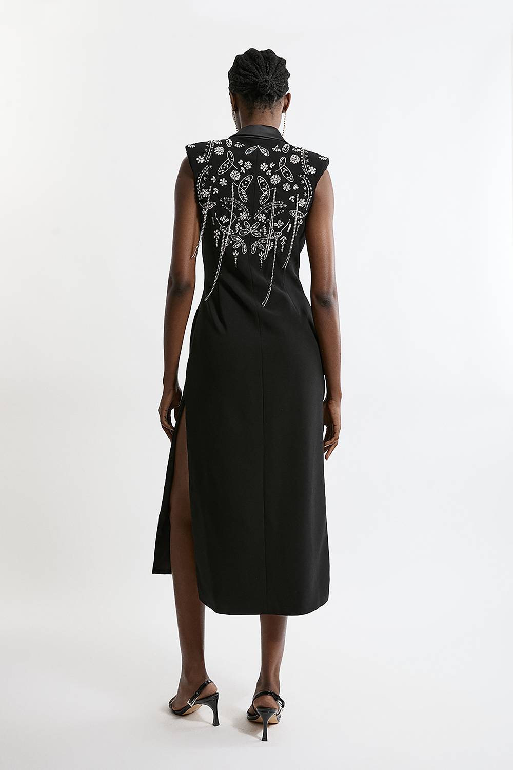 KarenMillen Robe maxi tissée à col plongeant avec détails embellis pour grandes tailles