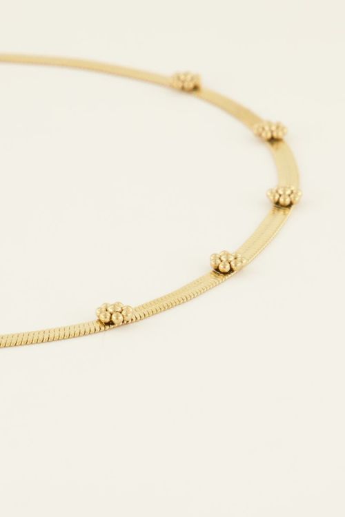 Ketting met platte schakel & bloemen