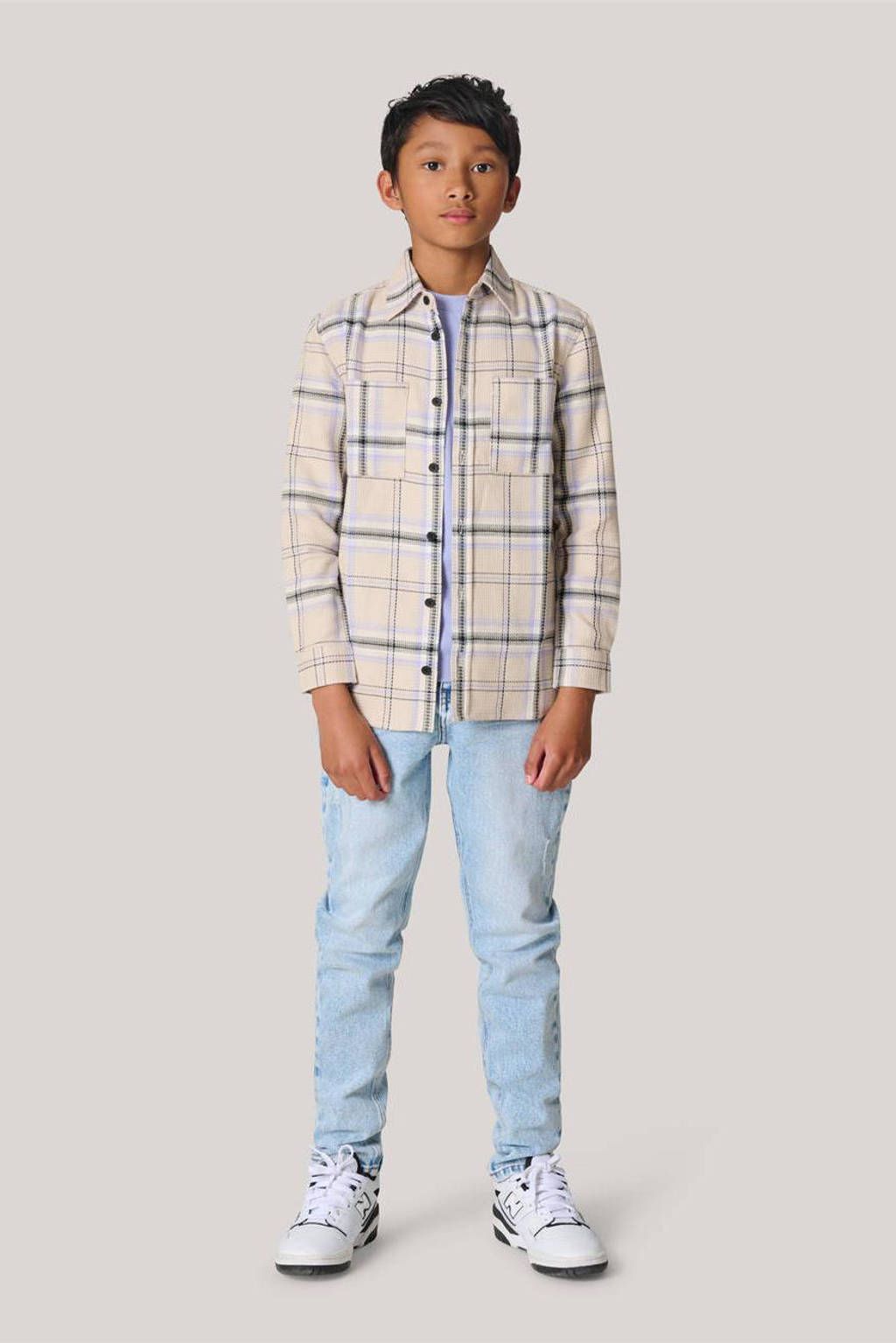 Shoeby gestreept overshirt ecru
