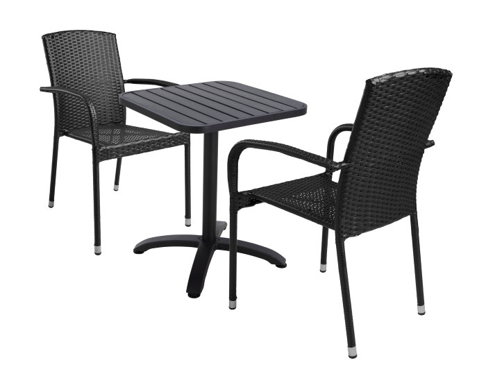 Havestol Lissabon stabelbar sort - Sunlife