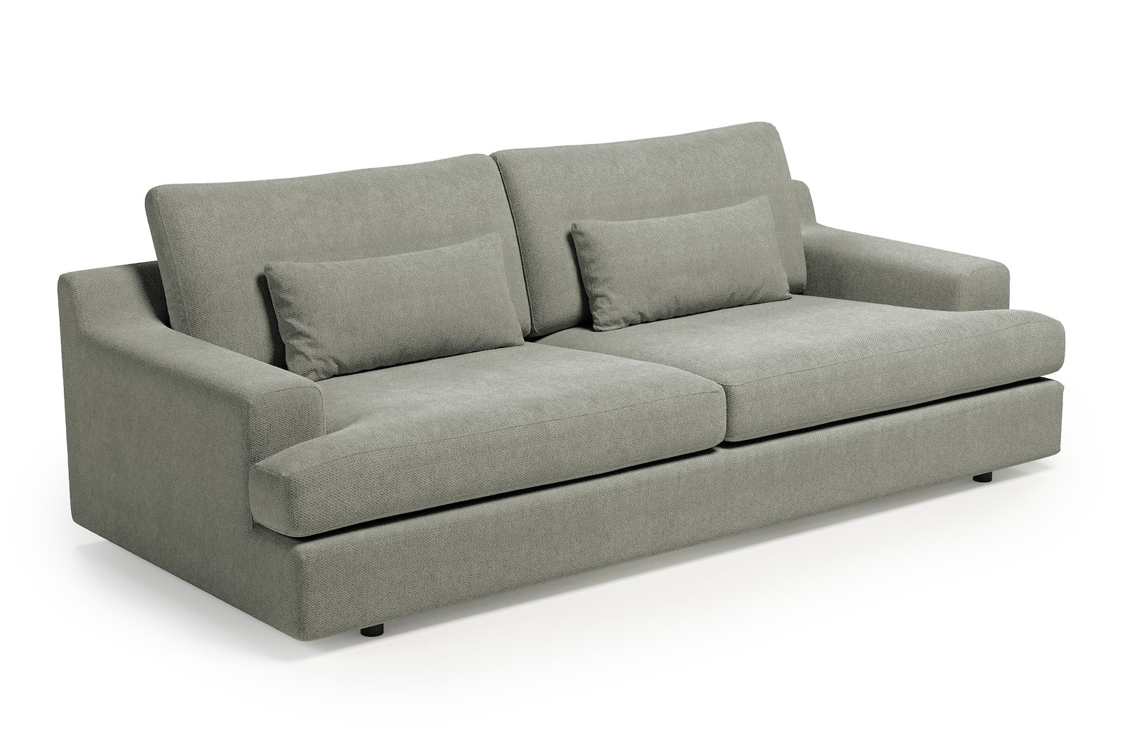 Roma 3-seter XL Tekstil Mito 180 Light Grey med sorte ben
