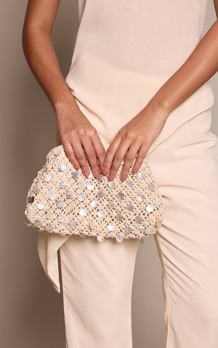 Crème Sac Pochette Coquillage Au Crochet