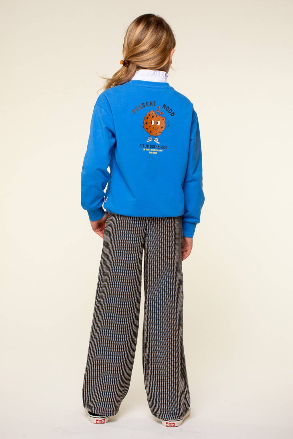 Moodstreet sweater Sky met backprint blauw