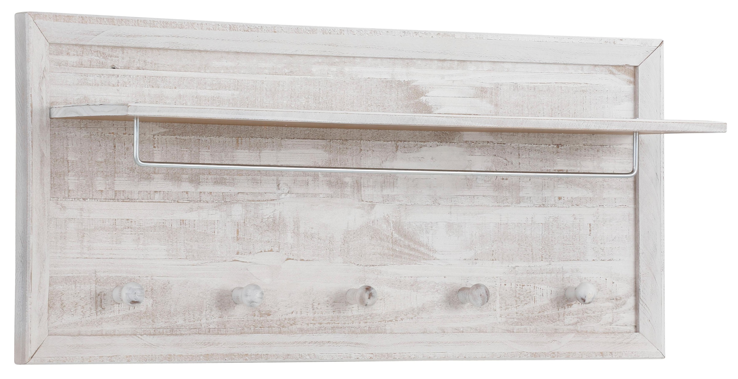 Home affaire Garderobenpaneel »Auckland« mit 1 Metallstange und 5 Haken, aus Massivholz, Breite 60 cm