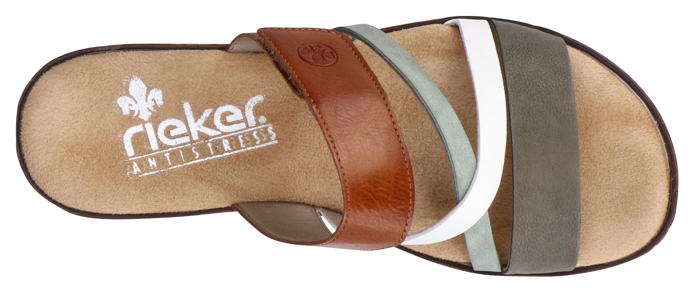 Rieker Pantolette  , Keilabsatz, Sommerschuh, Schlappen mit Klettriemchen