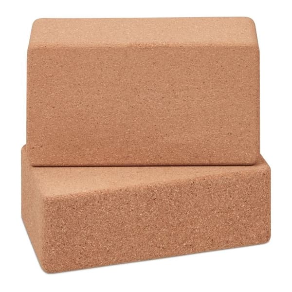 Yogablokk i kork, sett med 2 stk