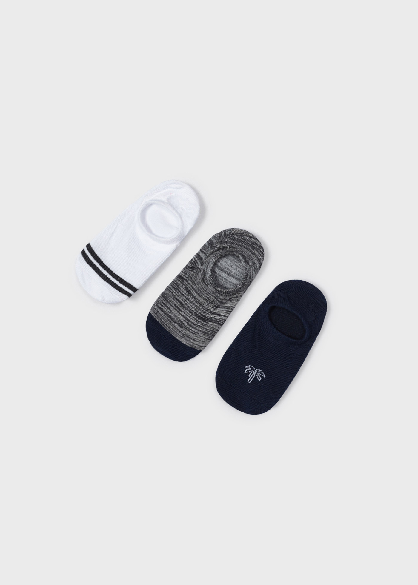 Pacote com 3 pares de meias invisíveis de algodão para meninos