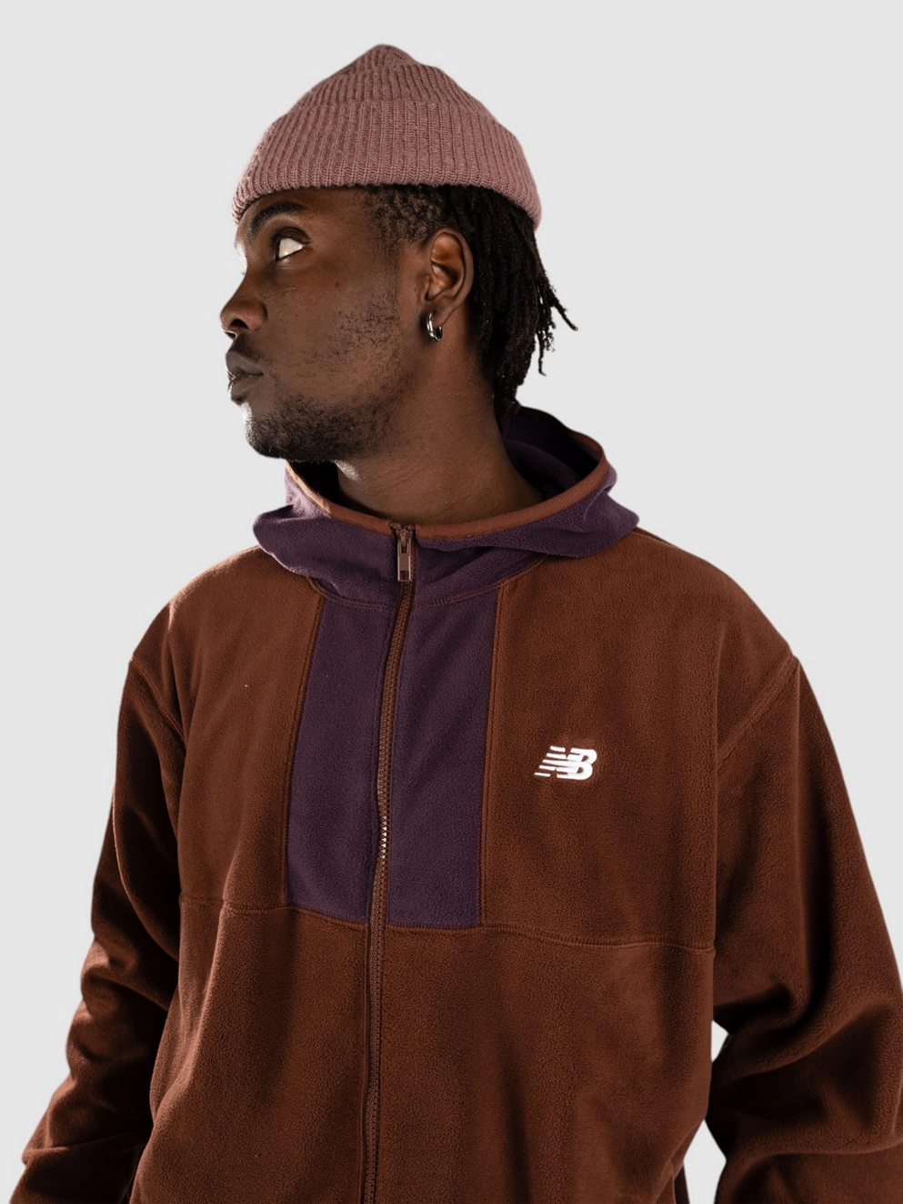 New Balance Polar Fleece Hooded Zip Hoodie rich oak