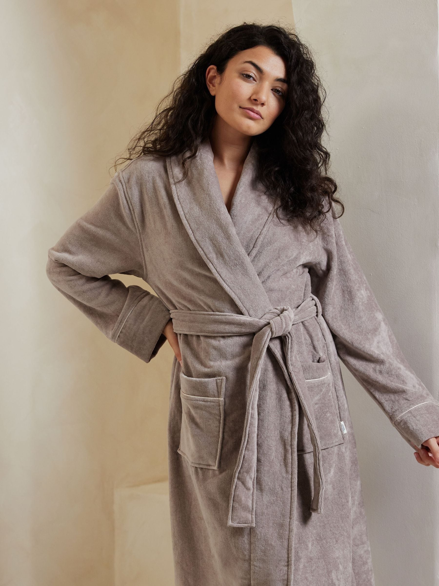 Licht beige - Chelsea Peers 100% Cotton Towelling Dressing Gown