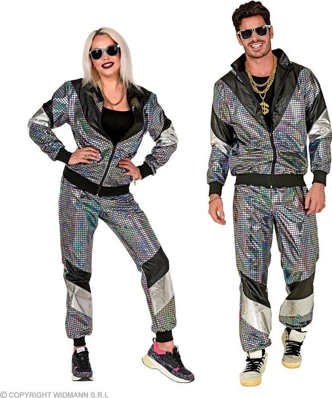 Widmann - Retro Trainingspak - Carnaval Kostuum - Kleurreflecterende Stof