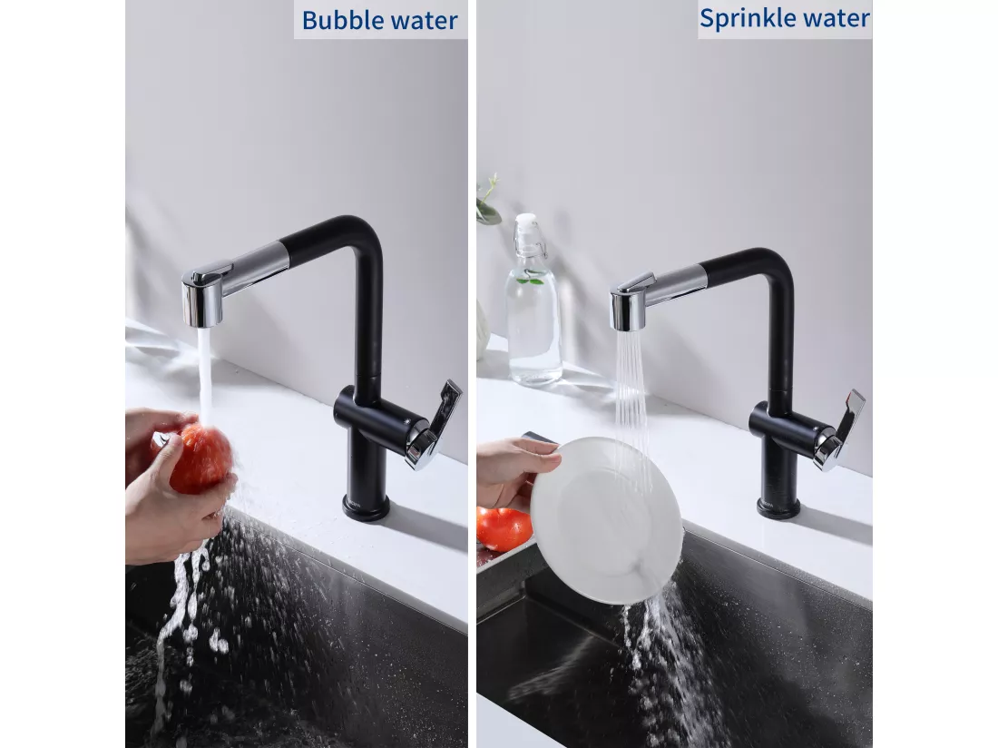 Cecipa max 2PCS Robinet de Cuisine Extractible avec 2 Modes de Sortie D'eau, Mitigeur de Cuisine 360 Rotatif, Style Moderne,EU Modèle