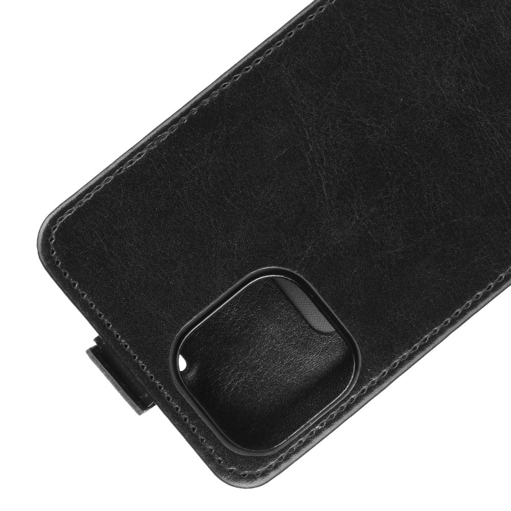 iPhone 12 / iPhone 12 Pro Leder Tasche mit vertikaler Flip-Funktion - Schwarz